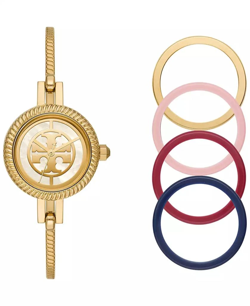 Tory Burch Women's Reva Gold-Tone Stainless Steel Bangle Bracelet Watch 27mm Gift Set 1