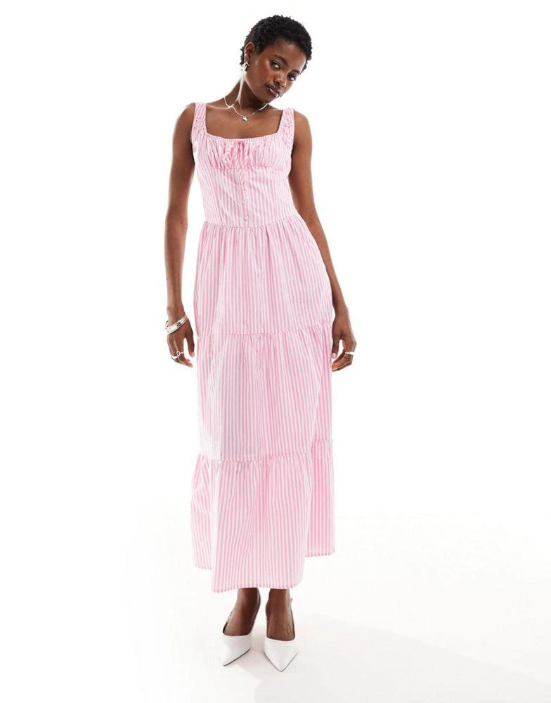 asos pink smock dress ASOS Design ruffle smock mini dress in pink plaid