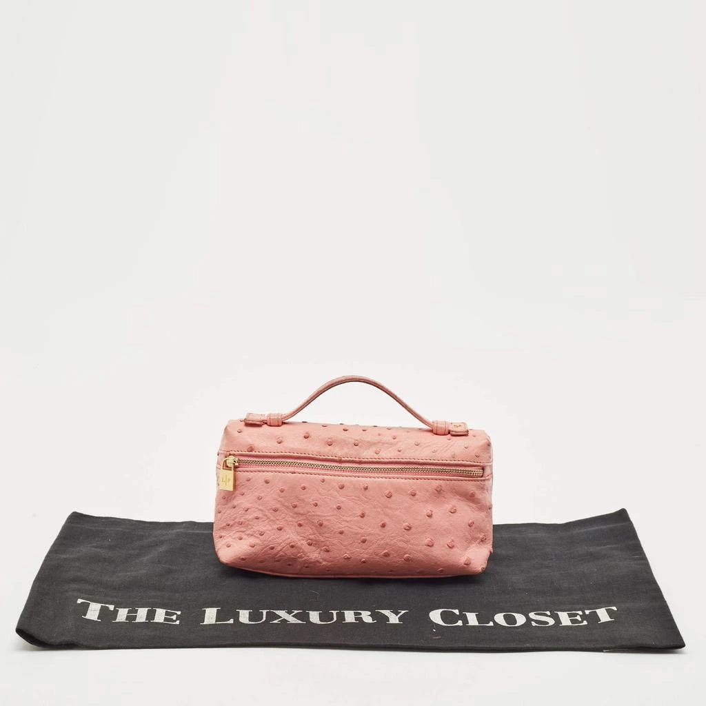 Loro Piana Loro Piana Pink Ostrich Leather Extra Pocket L19 Pouch 10