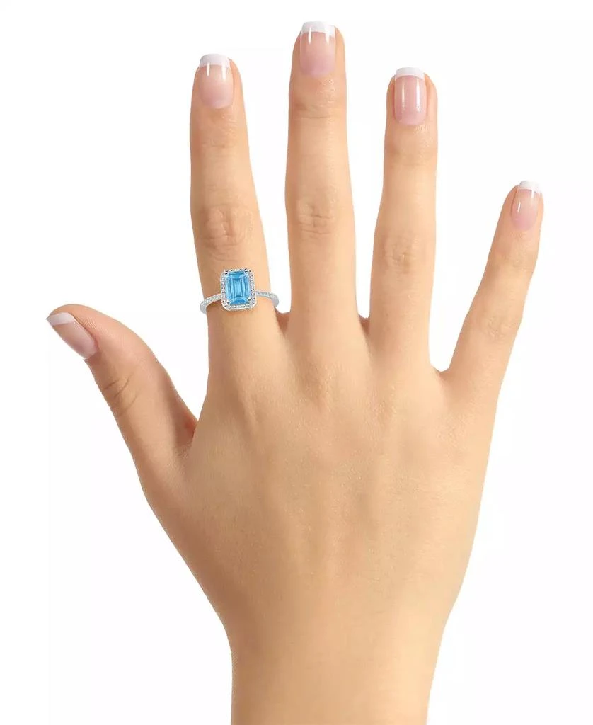 Macy's Lab-Grown Spinel Aquamarine (1-3/4 ct. t.w.) and Lab-Grown Sapphire (1/4 ct. t.w.) Halo Ring in 10K White Gold 2