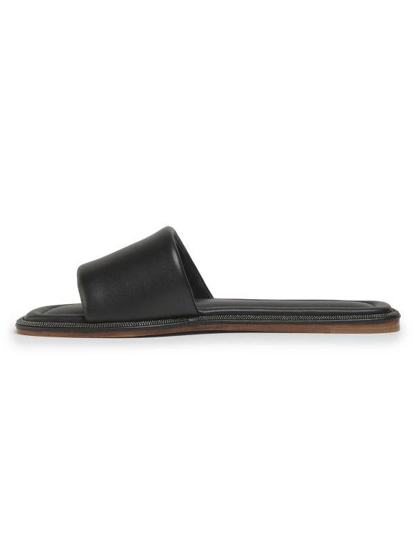 Brunello Cucinelli Monili Trim Leather Flat Sandals 4