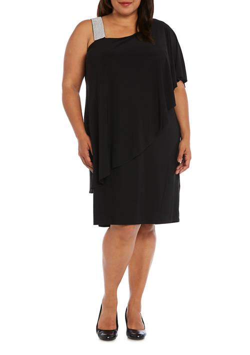 R & M Richards Richards Asymmetric Knee Length Dress