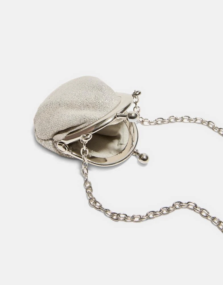 Stradivarius Stradivarius Mini pouch bag necklace in grey 4