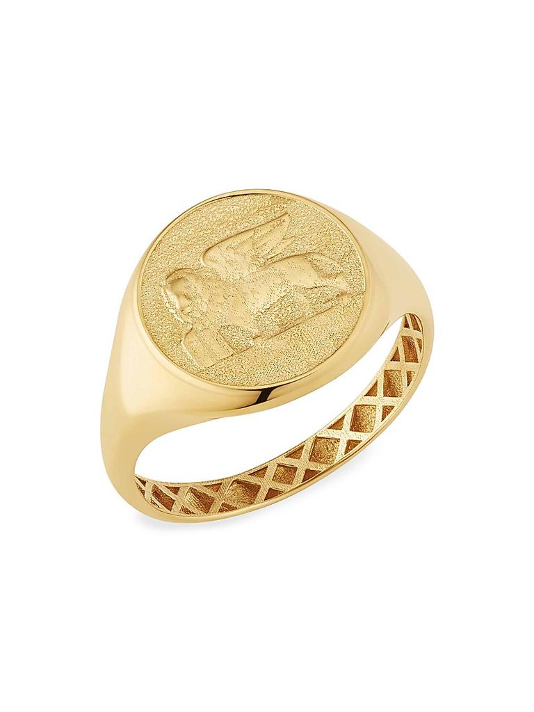 Oradina 14K Yellow Gold Flying Lion Signet Ring
