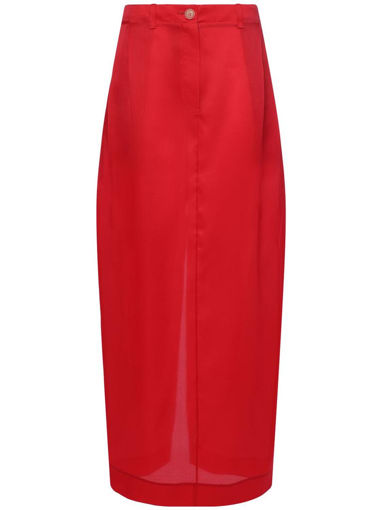 Khaite Fitted Leather Skirt With Front Button Closure