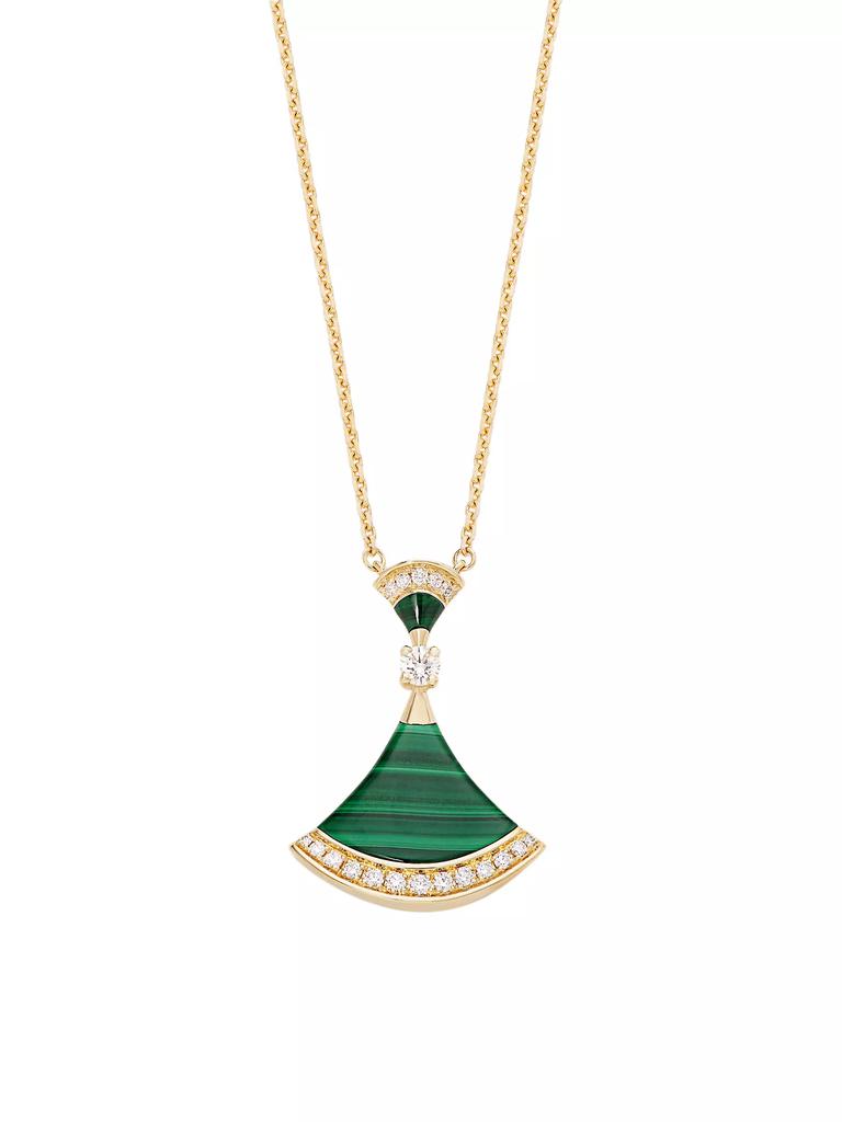 BVLGARI Divina 18K Yellow Gold, Malachite & Diamond Pendant Necklace