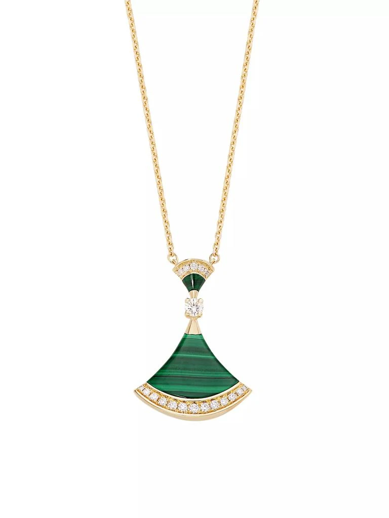 BVLGARI Divina 18K Yellow Gold, Malachite & Diamond Pendant Necklace 1