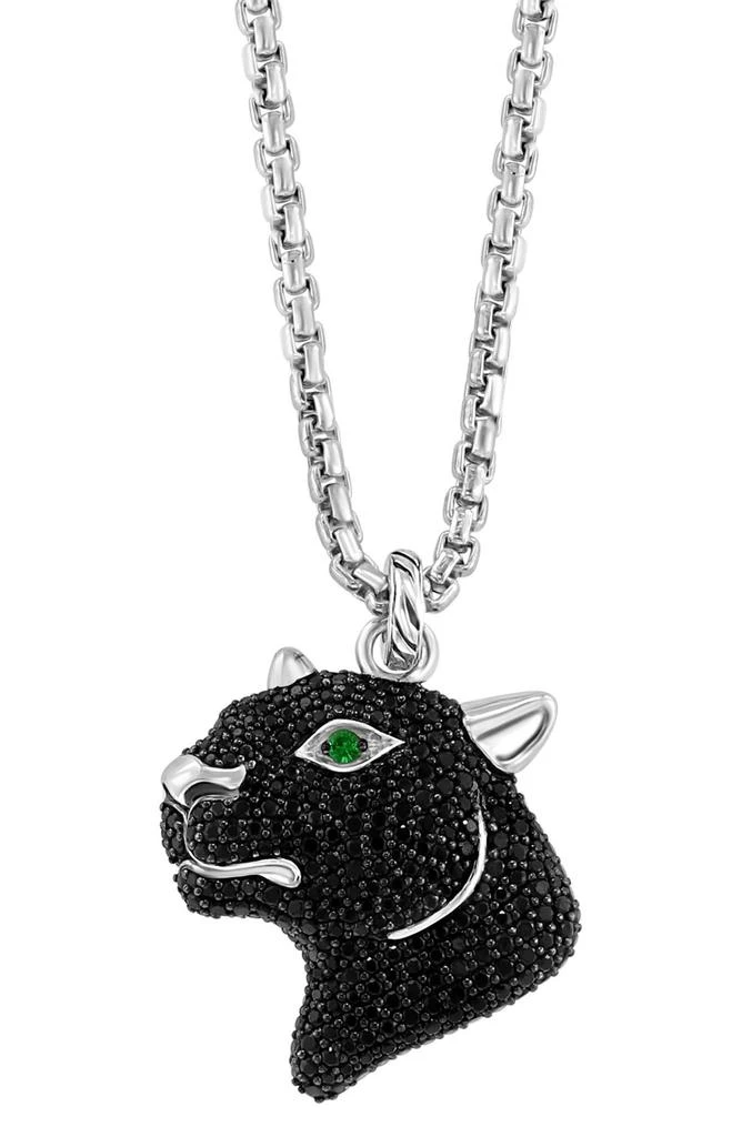 Effy Sterling Silver Black Spinel Panther Pendant Necklace 1