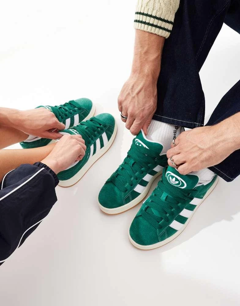 adidas gazelle silver green womens Campus 00s Sneakers in green suede – Deliberti main image 1