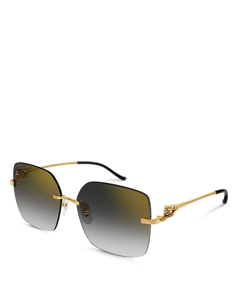 Cartier Panthere Classic 24K Gold Plated Rimless Square Sunglasses, 60mm 1