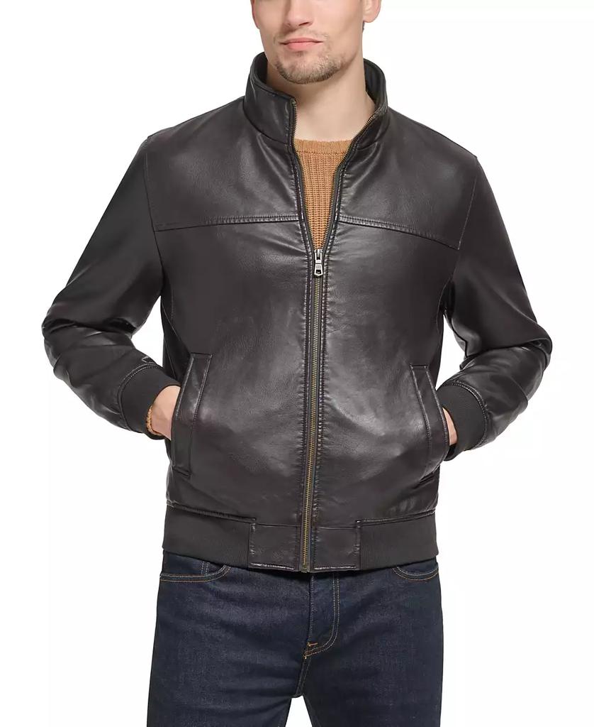 Tommy Hilfiger Men's Faux Leather Stand Collar Bomber