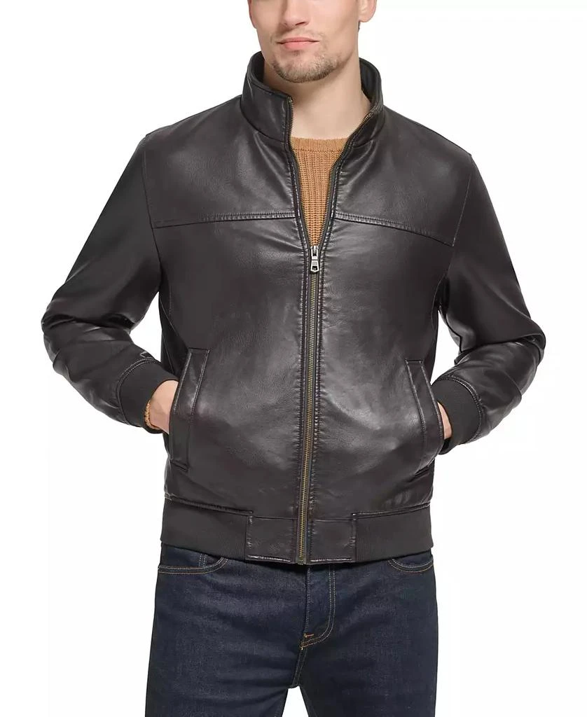Tommy Hilfiger Men's Faux Leather Stand Collar Bomber 1