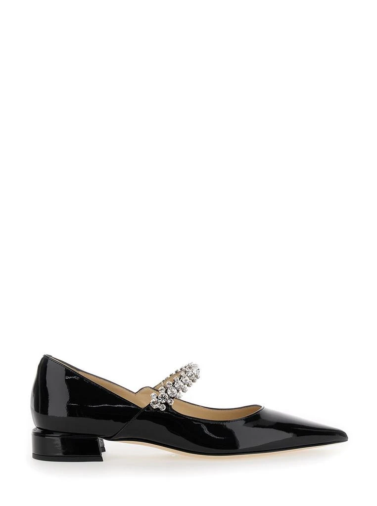 Jimmy Choo Black Ballet Flats With Crystals On Strap In Patent Leather Woman 1