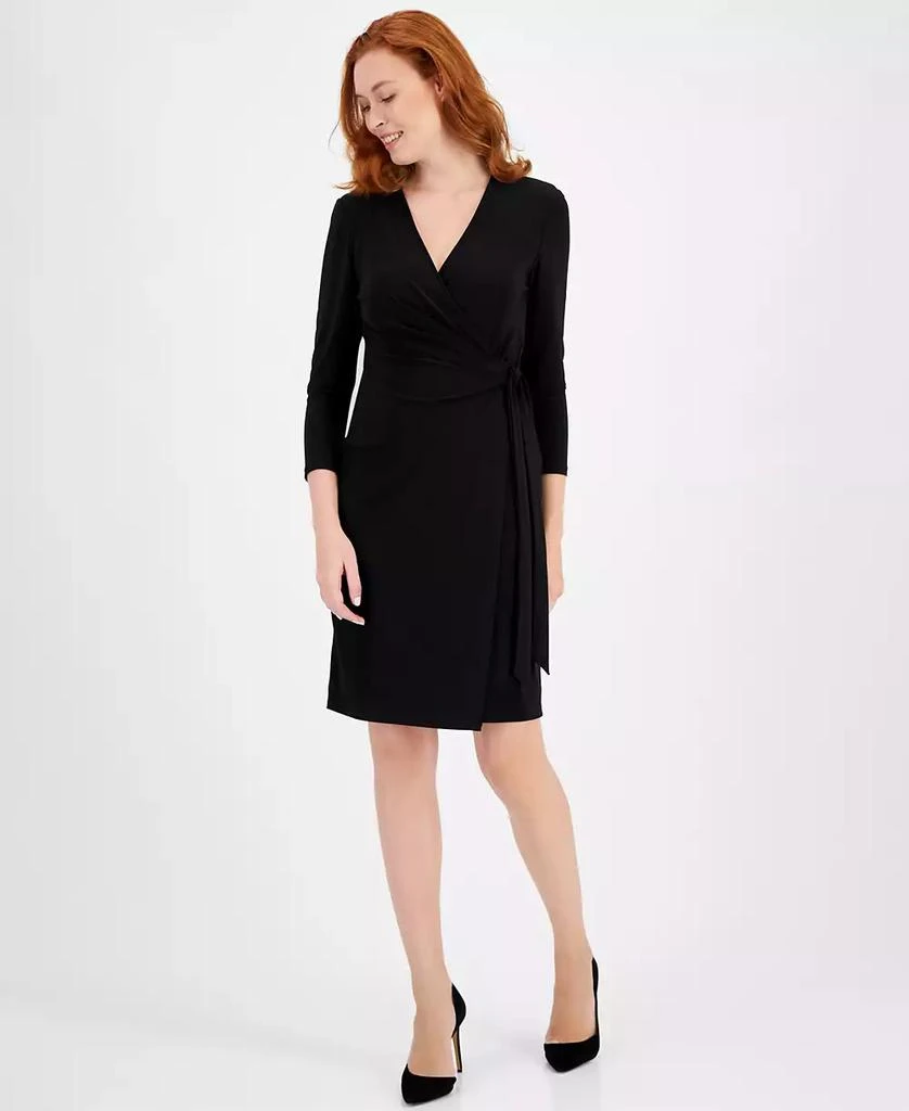 Anne Klein Women's Printed 3/4-Sleeve Wrap Dress 1