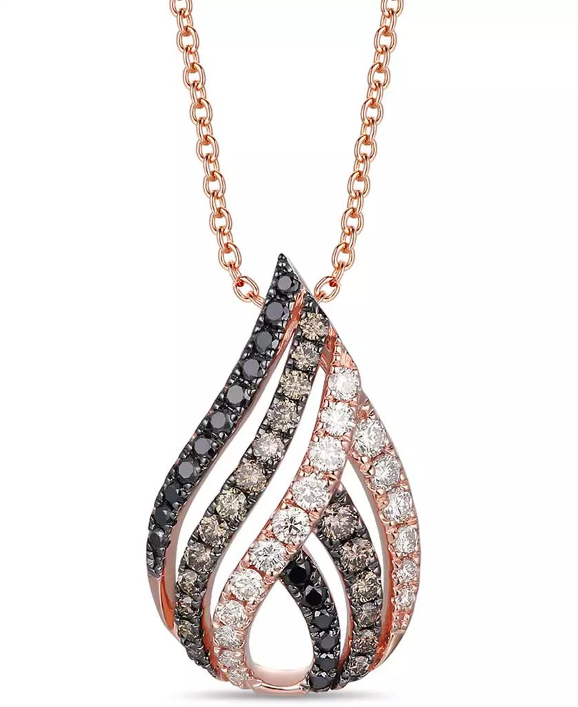 Le Vian Chocolate Diamond, Nude Diamond, & Blackberry Diamond Swirl Adjustable 20" Pendant Necklace (3/4 ct. t.w.) in 14k Rose Gold