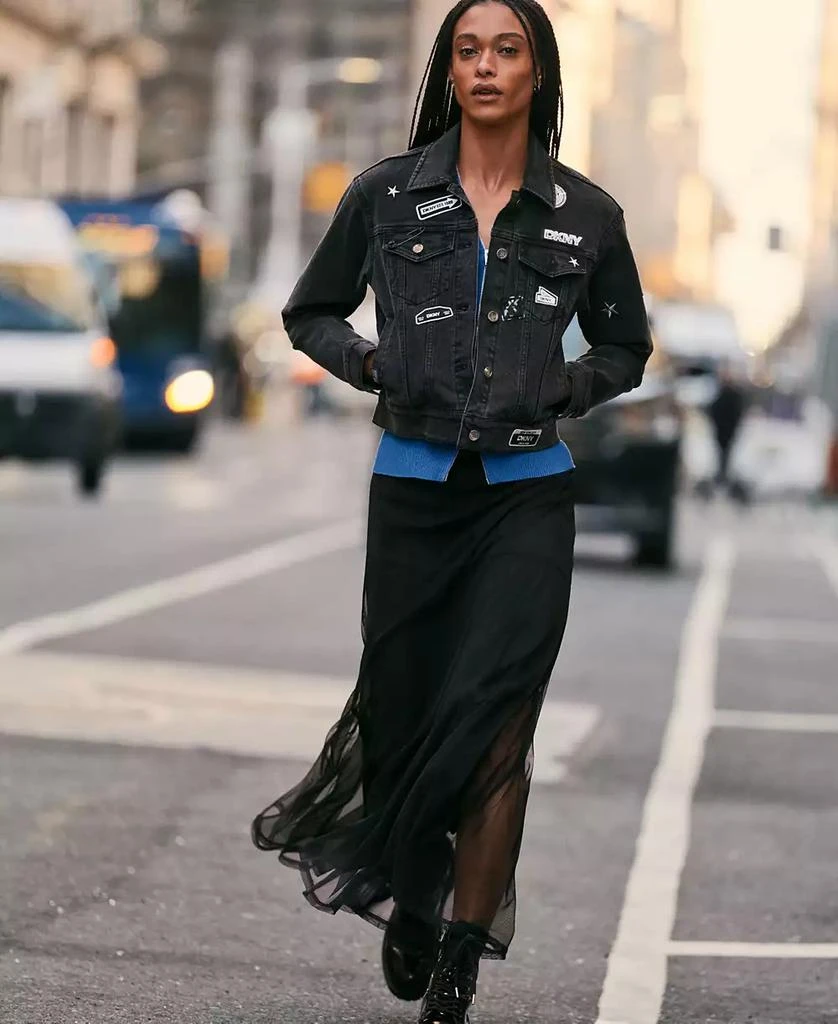 Shop Women's Pins Patches Button-Front Denim Jacket on Sale at