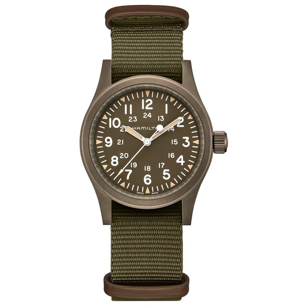 Hamilton Men's Swiss Mechanical Khaki Field Green Fabric Strap Watch 38mm
