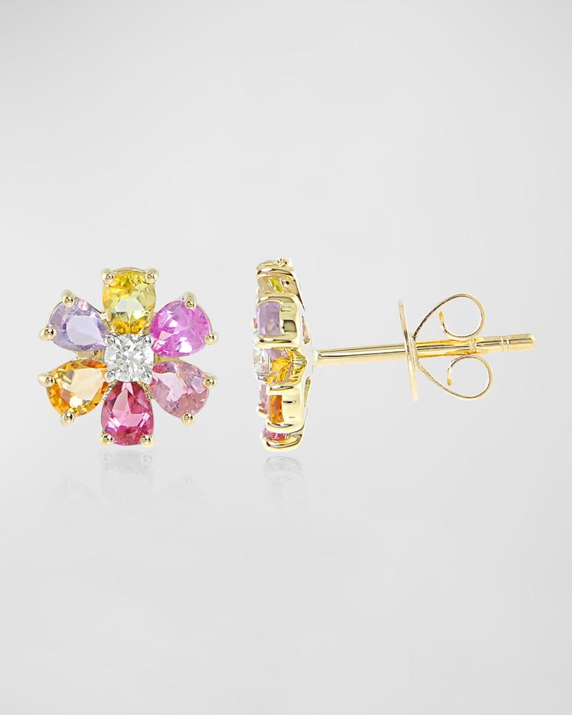 Stevie Wren Ombre Petal Stud Earrings with Mixed Stones