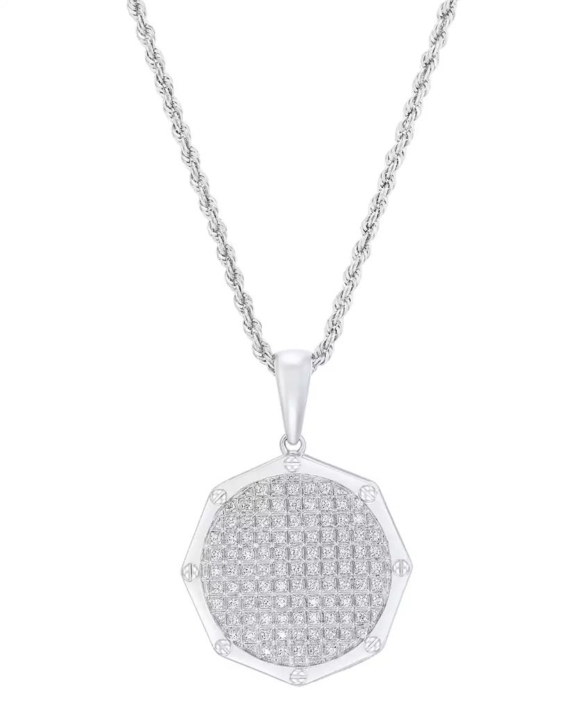 Grown With Love Men's Lab Grown Diamond Cluster 22" Pendant Necklace (1/2 ct. t.w.) in 10k White Gold