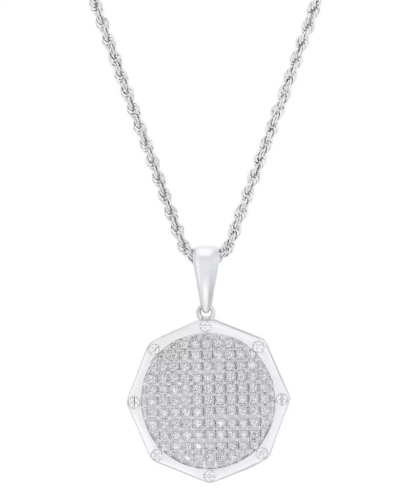 Grown With Love Men's Lab Grown Diamond Cluster 22" Pendant Necklace (1/2 ct. t.w.) in 10k White Gold 1
