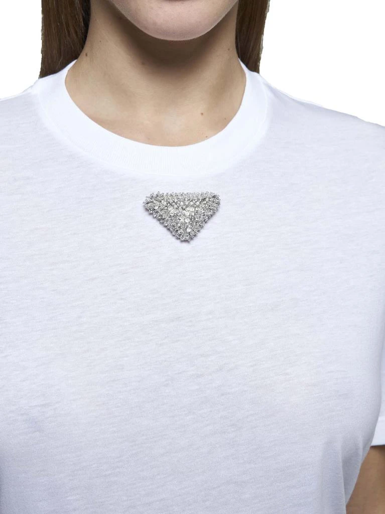 PRADA ABBIGLIAMENTO PRADA ABBIGLIAMENTO | Rhinestones plaque cotton t-shirt | Women | XS 5