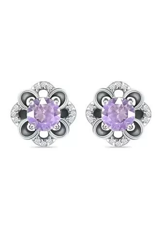 Belk
Co. 1.5 ct. t.w. Amethyst and White Topaz Flower Earrings, Sterling Silver