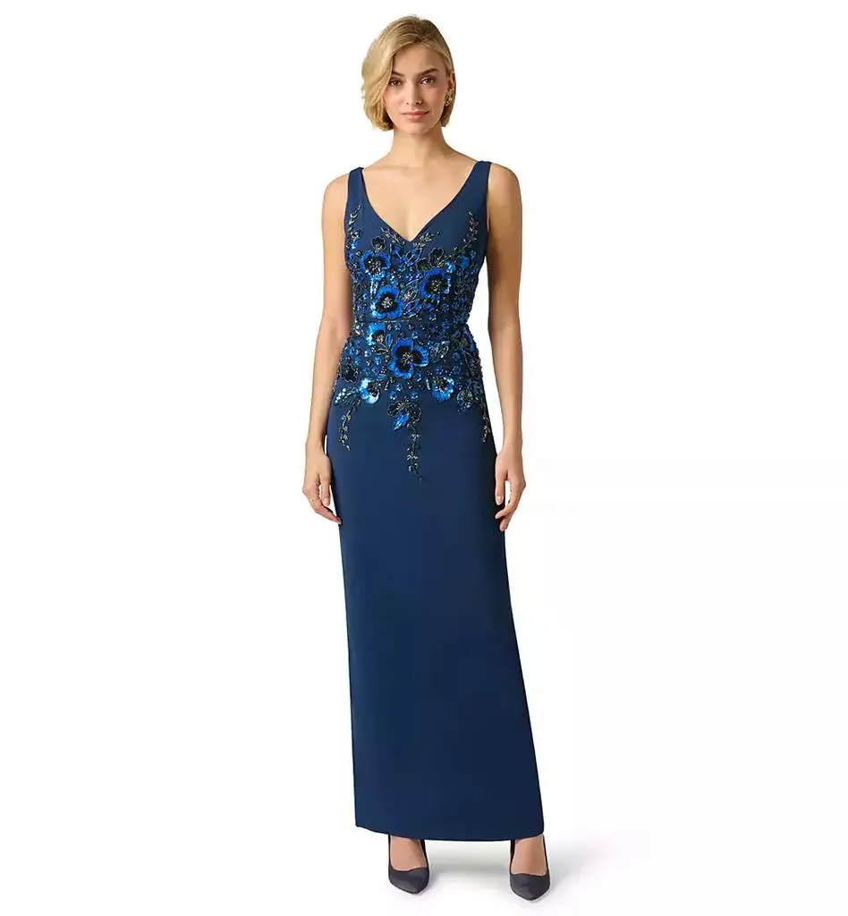 Adrianna Papell Women's Beaded V-Neck Gown