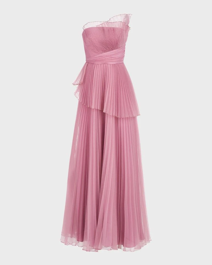 Theia Delphine Pleated Organza A-Line Gown 1