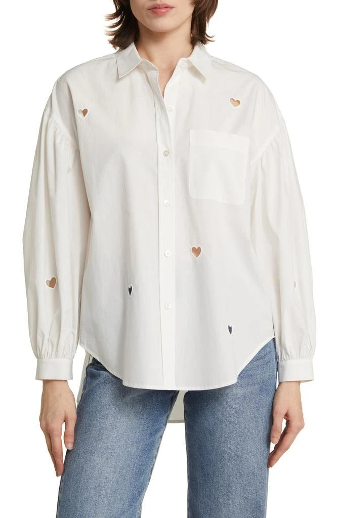 Rails Janae Eyelet Hearts Cotton Blend Button-Up Shirt 1
