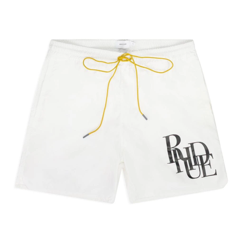 Rhude WHITE LOGO SWIM TRUNKS from Premium Outlets