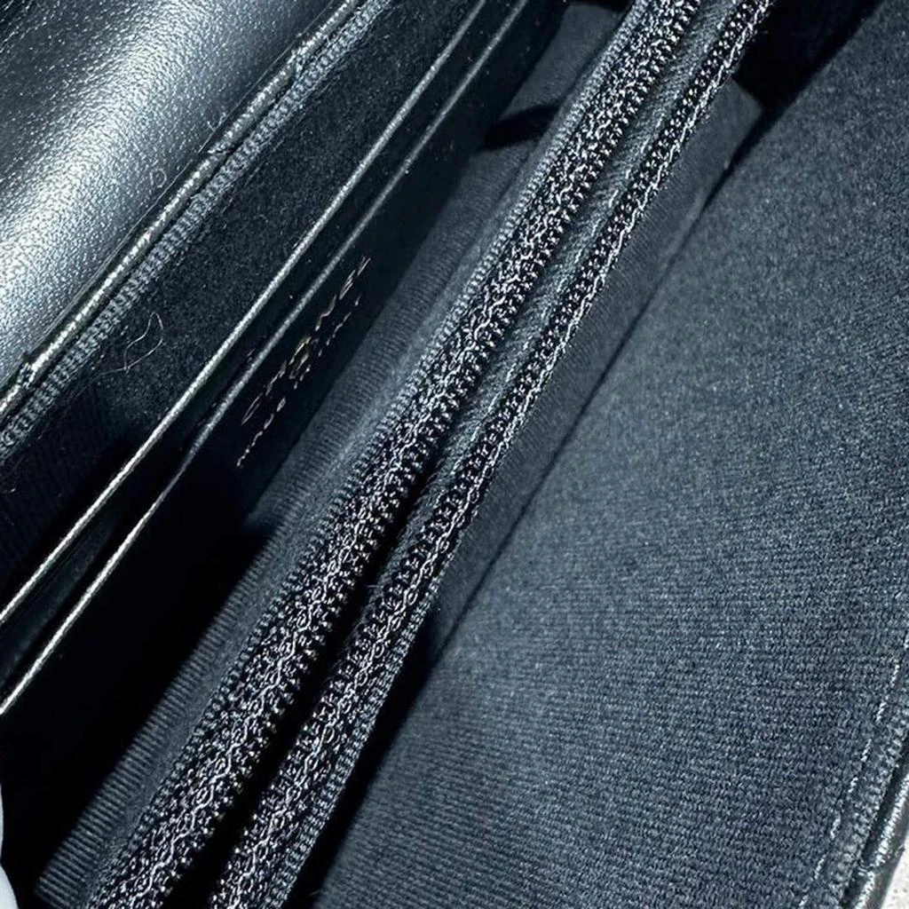 Chanel Chanel Black Gold Lambskin Leather Double Chain Large Phone Bag 7