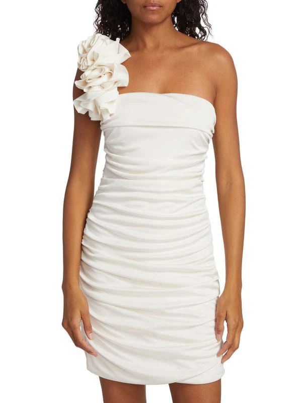 Monique Lhuillier Farren Ruffle One-Shoulder Minidress 1