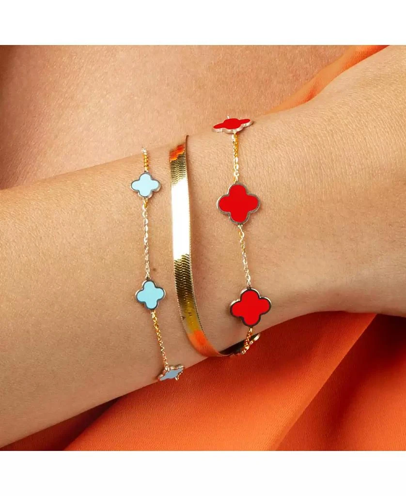 The Lovery Small Coral Clover Bracelet 14K Gold 4
