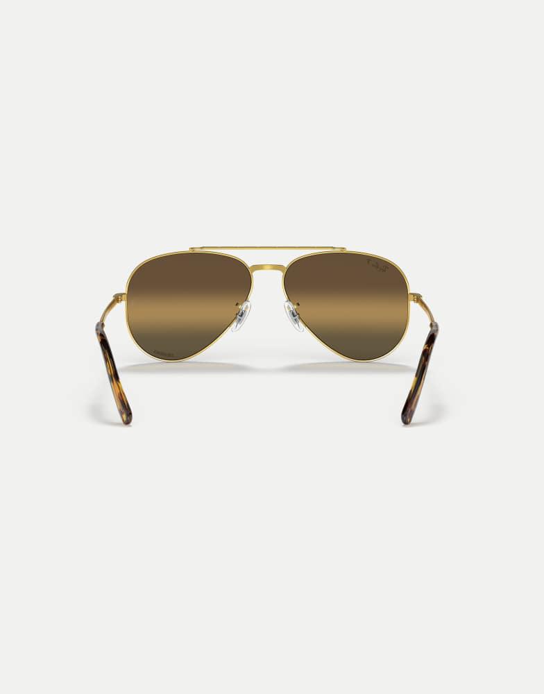 Ray-Ban Ray-Ban New aviator pilot polarised sunglasses with brown mirrored lens in gold