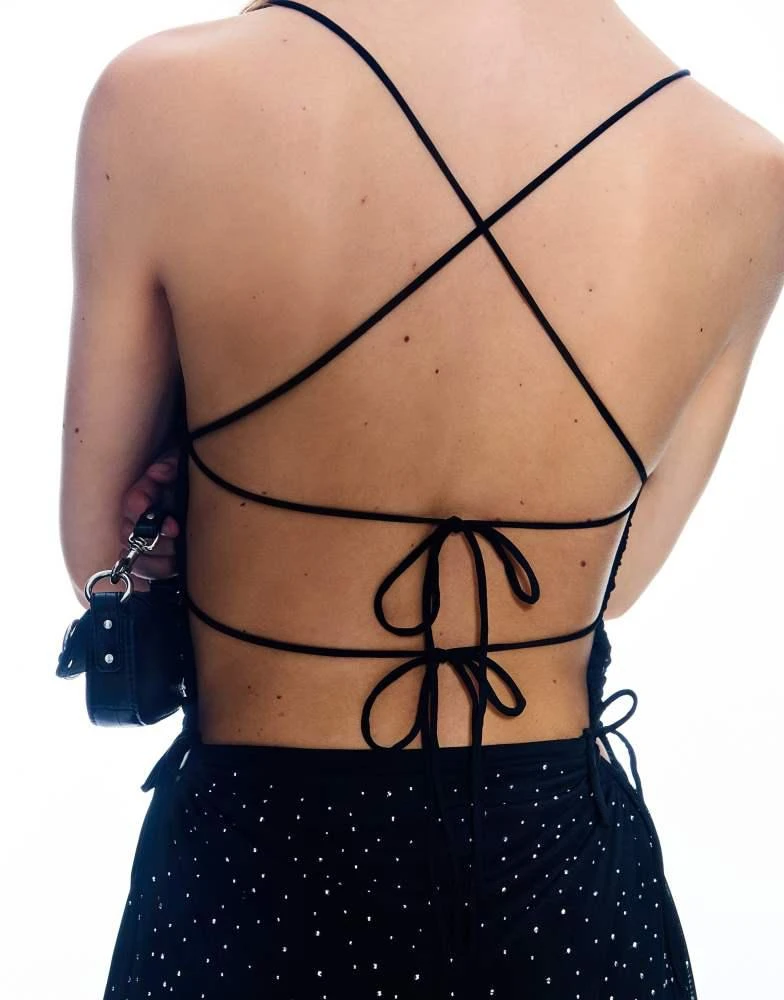 Bershka Bershka mini dress with rhinestone straps in black - Dresses & Skirts - BeyondStyle Bershka Bershka mini dress with rhinestone straps in black - Dresses & Skirts - BeyondStyle