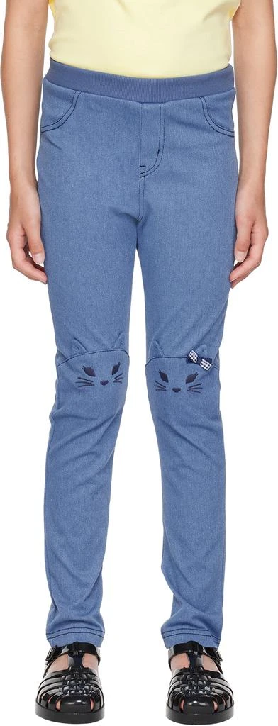 ANNA SUI MINI Kids Blue Embroidered Lounge Pants