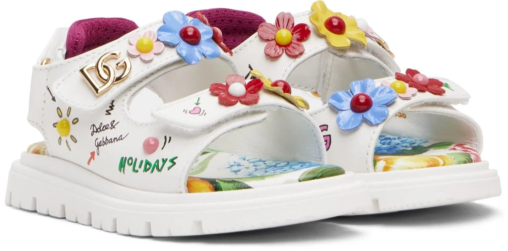 Dolce 
Gabbana Baby White Flowers 
DG Logo Sandals 4