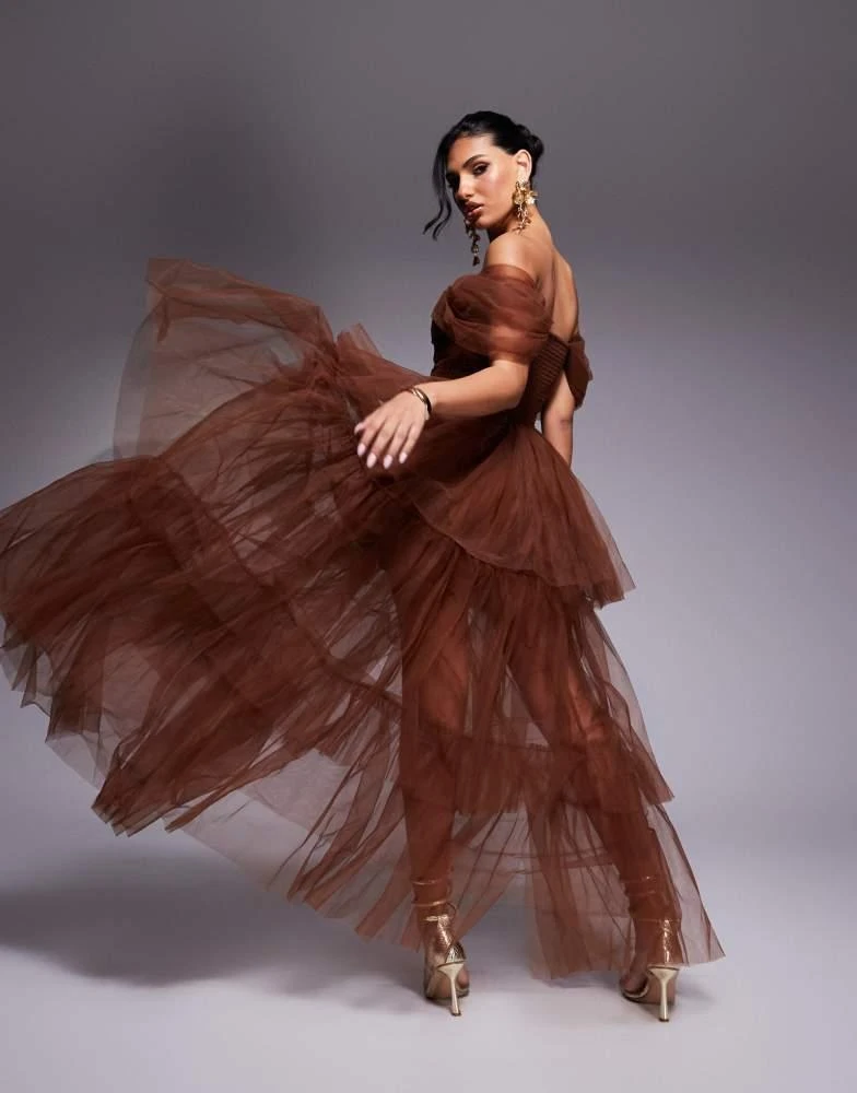 Lace & Beads off shoulder high low tulle maxi dress in brown On Sale Now with Up to 50% Off | Discover Exclusive Deals & Savings at BeyondStyle Authentic Lace Lace & Beads off shoulder high low tulle maxi dress in brown On Sale Now with Up to 50% Off | Discover Exclusive Deals & Savings at BeyondStyle Authentic Lace