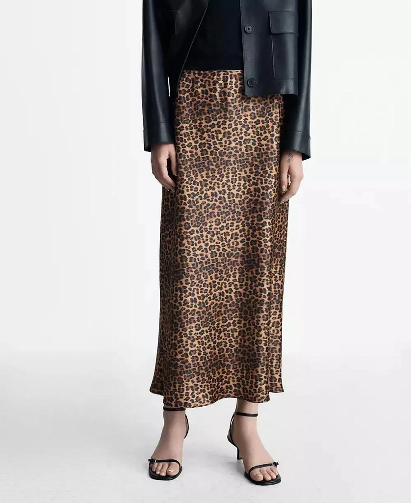 Mango Women's Leopard-Print Satin Skirt 1