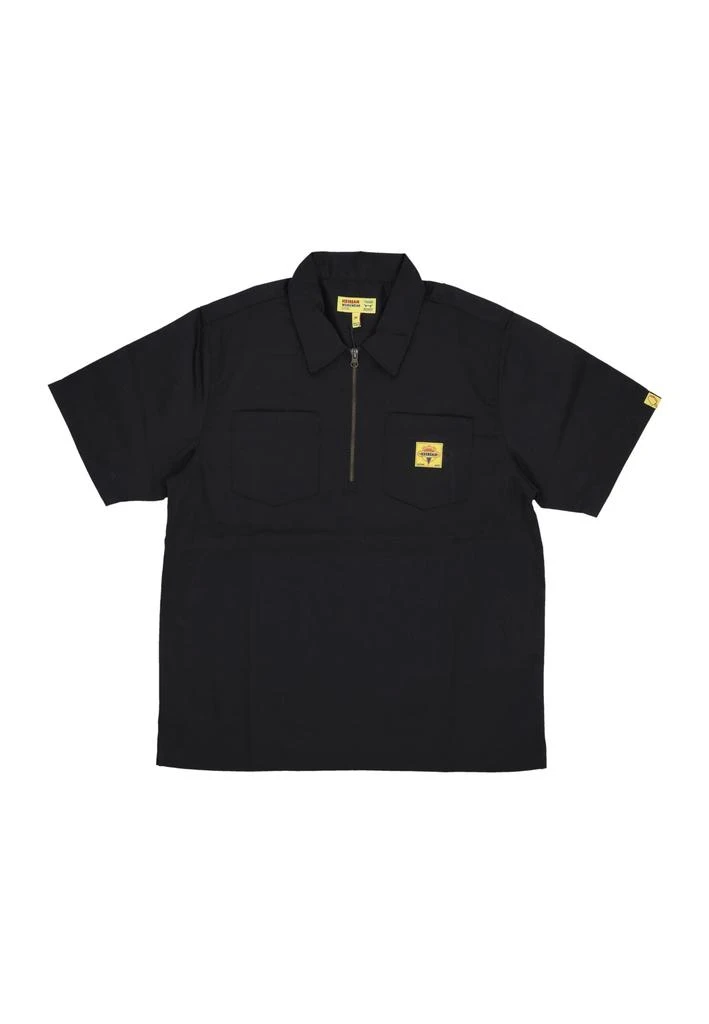 Ice Cream Shirt Sleeve Short Man Quarter Zip Work Shirt Black 1
