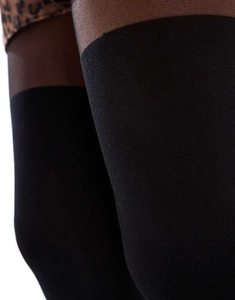 ASOS ASOS DESIGN mock over the knee tights with bum and tum support in black - 2