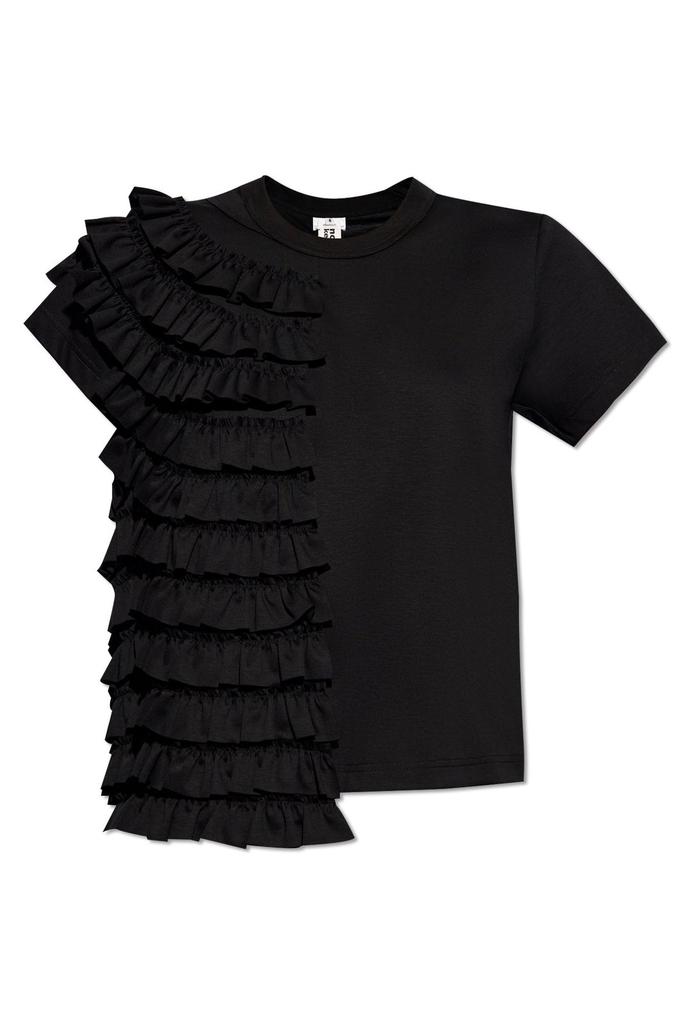 Noir Kei Ninomiya Noir Kei Ninomiya Ruffle Detailed Asymmetric T-Shirt