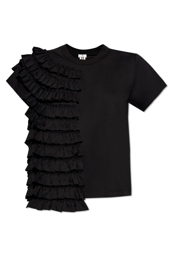 Noir Kei Ninomiya Noir Kei Ninomiya Ruffle Detailed Asymmetric T-Shirt 1