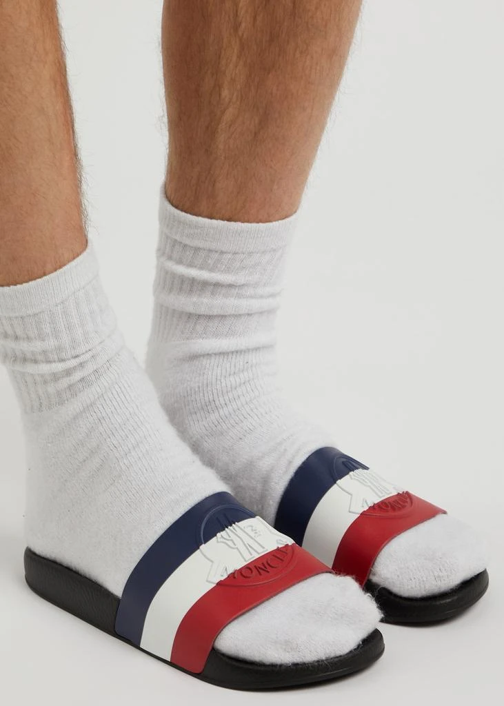 Moncler Basile striped rubber sliders 5