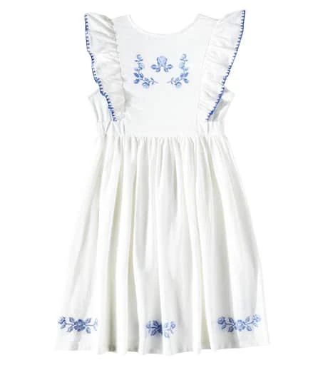 C'era Una Volta Nina ruffled floral embroidered cotton dress 1