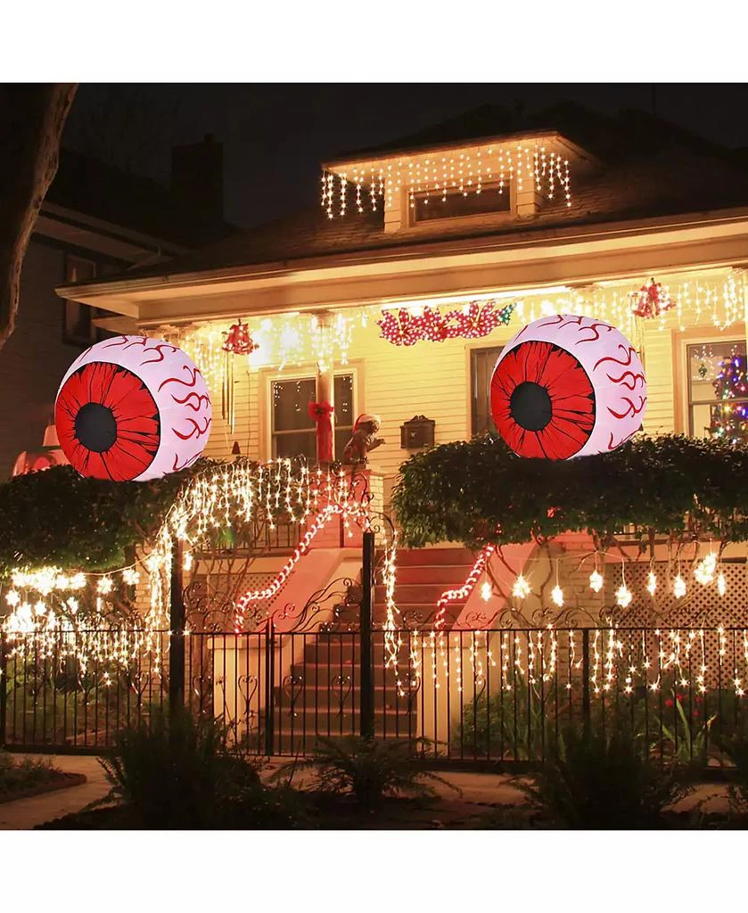Costway 2 Pack 3 FT Halloween Inflatable Eyeballs w/ Air Blower
Red LED Lights
