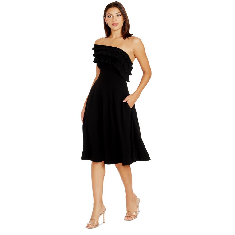 Dress the Population Women's Kristy One-Shoulder Ruffle Dress