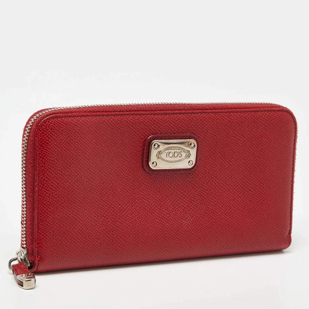 Tod's Tod's Red Leather Zip Around Wallet 3