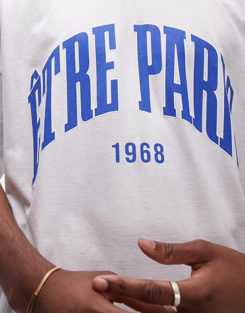 Topman Topman extreme oversized fit t-shirt with Etre Paris print in white 3
