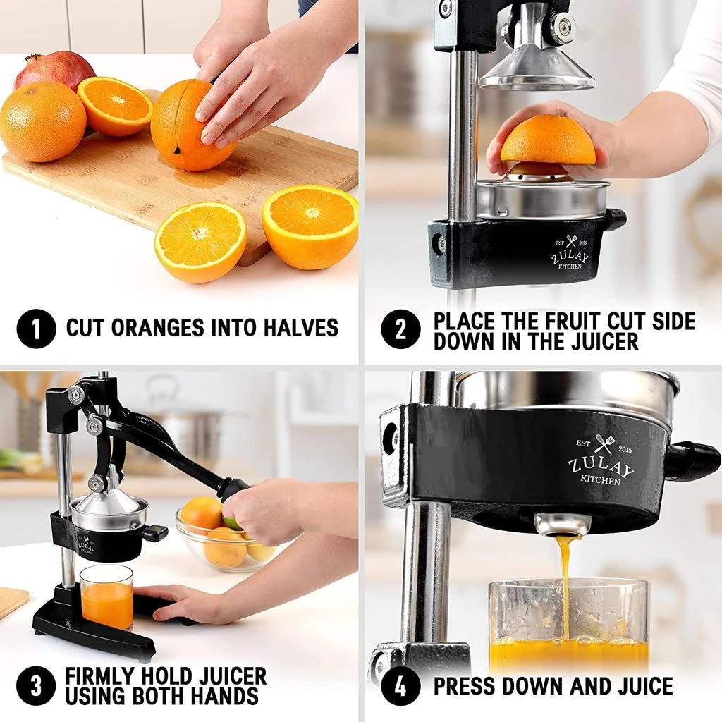 Zulay Kitchen Professional Citrus Juicer & 2in1 Lemon Squeezer Complete Set 6